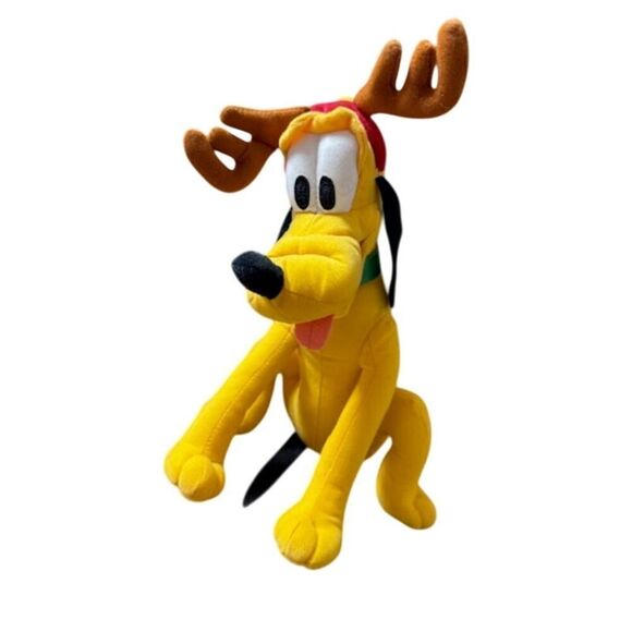 Disney Other - Disney Pluto with Reindeer Ears 12" Christmas Sitting